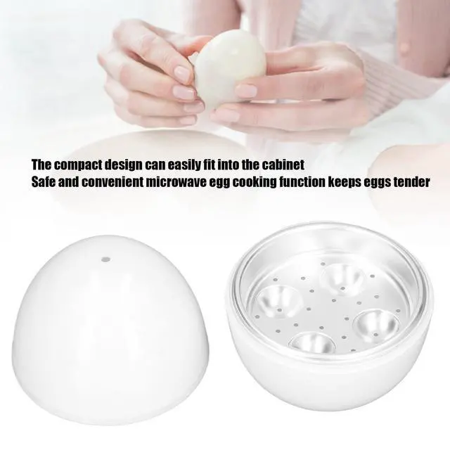 Alt view image 4 of 7 - Hard Boiled Egg Cooker, Electric Egg Cooker 4 Eggs Capacity Compact Design ABS Material Egg Shape Microwave Function Egg Boiler Be for Hard Boiled Eggs, Poached Eggs