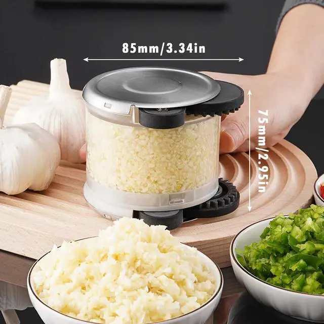 Alt view image 7 of 7 - Manual Garlic Crusher - Dishwasher Safe Stainless Steel Mincer for Garlic, Ginger & Vegetables with Wheel Design