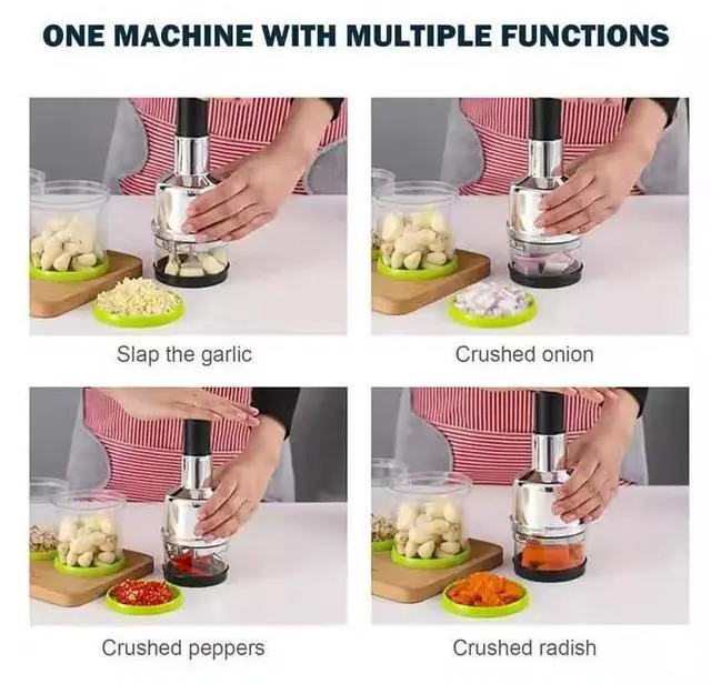 Alt view image 5 of 7 - Stainless Steel Garlic Press 3-in-1 Crusher Mincer Chopper Kitchen Tool