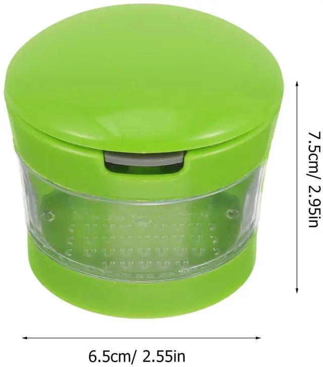 Alt view image 2 of 7 - 1PC Mini Garlic Chopper with Container, Manual Garlic Press with Stainless Steel Blade, Handheld Mincer Presser Kitchen Gadget- 2.5x2.5x2.9''