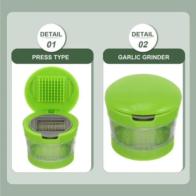 Alt view image 3 of 7 - 1PC Mini Garlic Chopper with Container, Manual Garlic Press with Stainless Steel Blade, Handheld Mincer Presser Kitchen Gadget- 2.5x2.5x2.9''