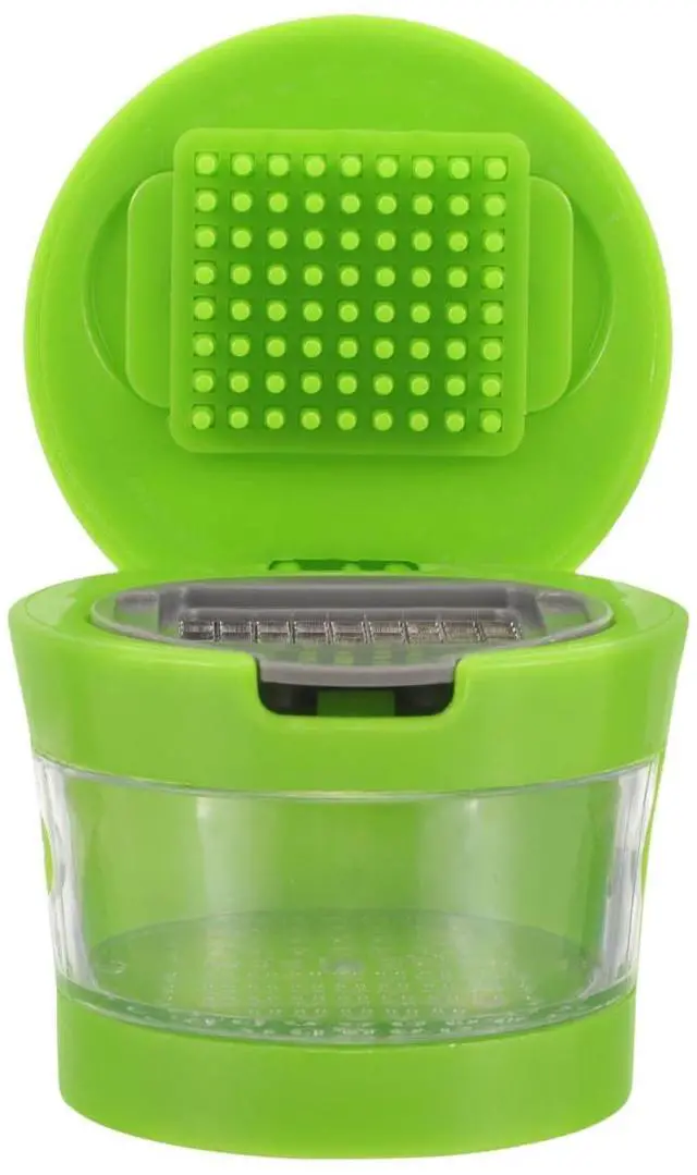 Alt view image 7 of 7 - 1PC Mini Garlic Chopper with Container, Manual Garlic Press with Stainless Steel Blade, Handheld Mincer Presser Kitchen Gadget- 2.5x2.5x2.9''