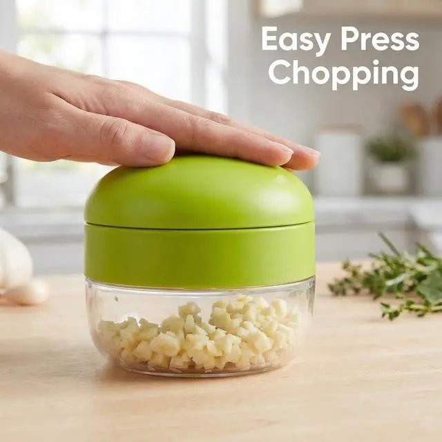 Alt view image 4 of 7 - 2-Pack 3-in-1 Garlic Press Set, Stainless Steel Garlic Mincer with Garlic Peeler & Cleaning Brush, Garlic Crusher Tool with Storage Container for Kitchen Cooking (Green)