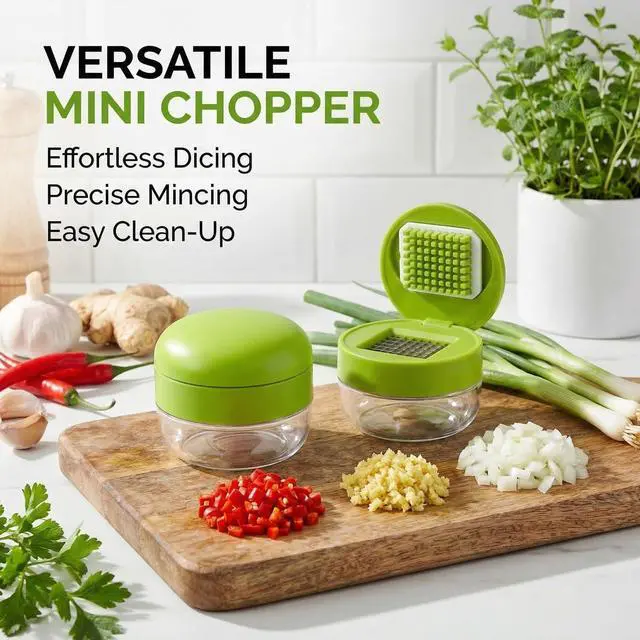 Alt view image 5 of 7 - 2-Pack 3-in-1 Garlic Press Set, Stainless Steel Garlic Mincer with Garlic Peeler & Cleaning Brush, Garlic Crusher Tool with Storage Container for Kitchen Cooking (Green)