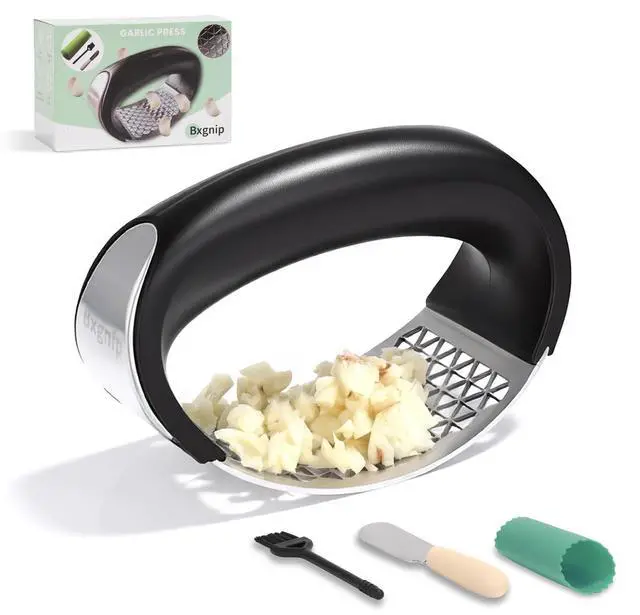 Main image of Garlic Press Rocker, Stainless Steel Garlic Mincer with Triangular Holes Effortless Squeeze for Weak Hands, Easy to Clean, Medium Garlic Crusher for Home Kitchen