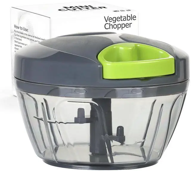 Main image of Manual Food Processor Vegetable Chopper, Portable Hand Pull String Garlic Mincer Onion Cutter for Veggies, Ginger, Fruits, Nuts, Herbs, etc., 500ml, Grey