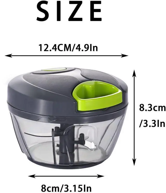 Alt view image 2 of 7 - Manual Food Processor Vegetable Chopper, Portable Hand Pull String Garlic Mincer Onion Cutter for Veggies, Ginger, Fruits, Nuts, Herbs, etc., 500ml, Grey