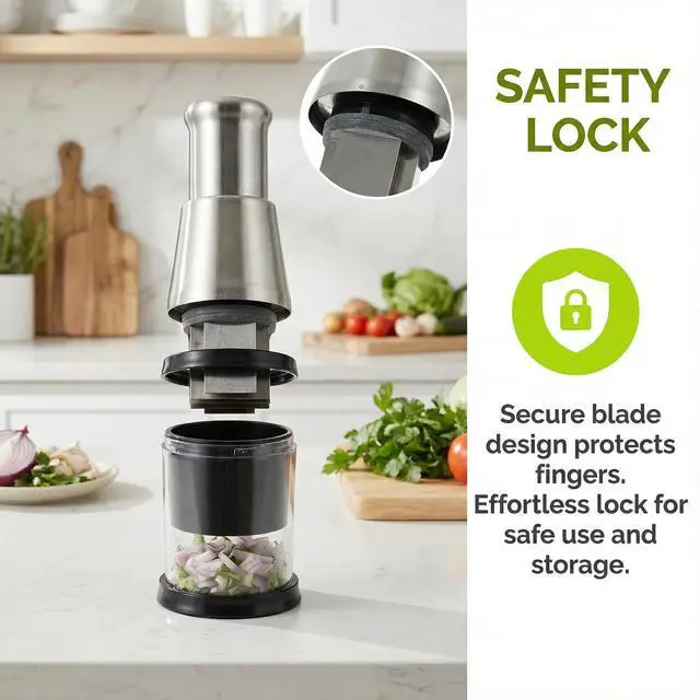 Alt view image 5 of 7 - Manual Garlic Crusher 6.29 Inch Stainless Steel Garlic Press and Mini Vegetable Chopper Kitchen Tool for Food Preparation and Cooking