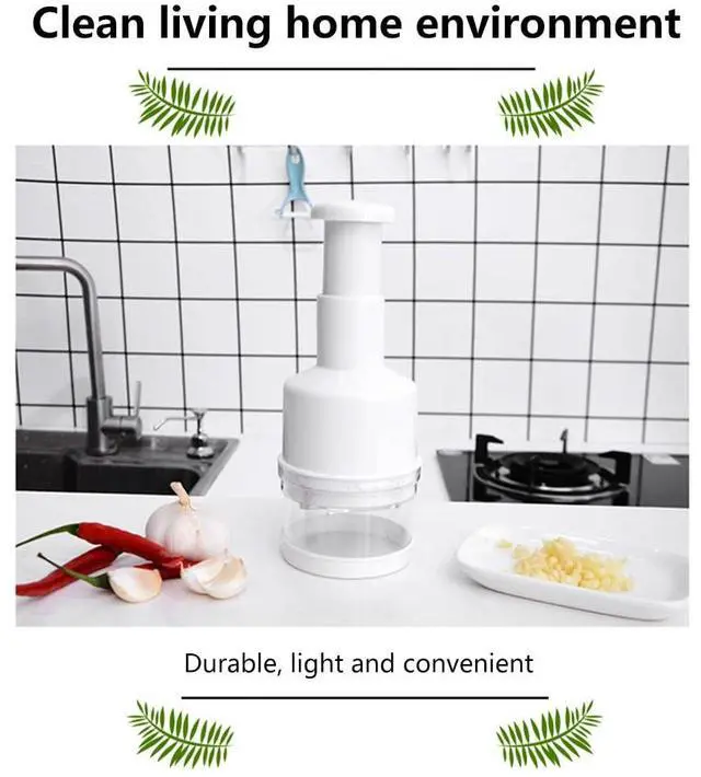 Alt view image 3 of 7 - Food Chopper, Nut Chopper Manual Hand Handheld Veggie Chopper with Container Veggie Dicer for Vegetable, Salad, Onion, Garlic, Nut(white)