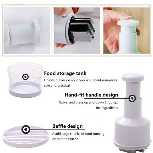 Alt view image 5 of 7 - Food Chopper, Nut Chopper Manual Hand Handheld Veggie Chopper with Container Veggie Dicer for Vegetable, Salad, Onion, Garlic, Nut(white)
