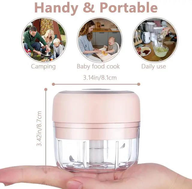 Alt view image 2 of 6 - Electric Mini Garlic Mincer, 100ML USB Vegetable Onion Chopper, Portable Small Food Processor for Ginger, Chili, Vegetables