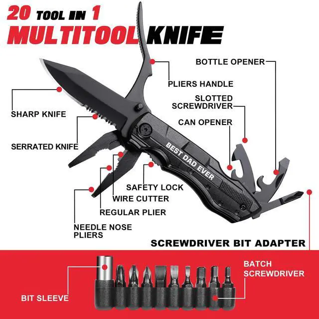Alt view image 2 of 7 - Dad Gifts from Daughter Son, BEST DAD EVER Multitool Knife, Dad Gifts for Christmas, Best Dad Gifts, Dad Birthday Gift, Gifts Idea for Dad, Fathers Day