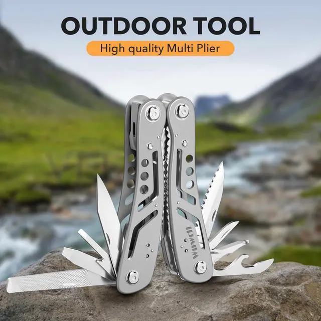 Alt view image 2 of 5 - 26-in-1 MultitoolProfessional Stainless Steel Multi Tools Multitool Pliers Pliers Pocket Knife with Heavy Duty Screwdriver Sleeve, Replaceable Bits Multitools for Outdoor, (silvery)