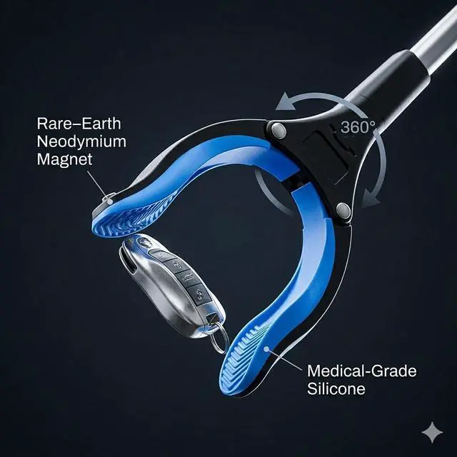 Alt view image 3 of 7 - Grabber Reacher Tool - 32 Extra Long Foldable Gripper and Reaching Tool - Heavy Duty Pick Up Stick Grabbers for Seniors, Trash, Surgery Recovery Must Haves Gifts (Blue)