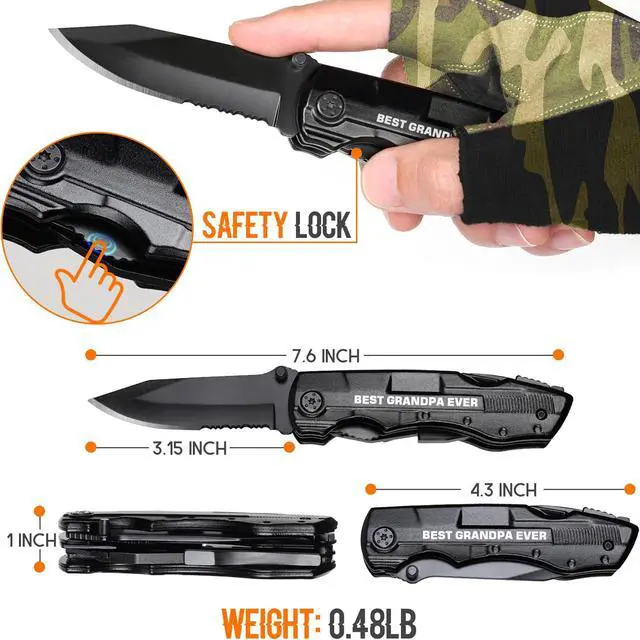 Alt view image 4 of 7 - Grandpa Gifts, "BEST GRANDPA EVER" Multitool Knife, Stocking Stuffers for Grandpas, Grandpas Christmas Birthday Gifts Idea for Grandfather, Grandpa Fathers Day Gift, Grandpas Gift