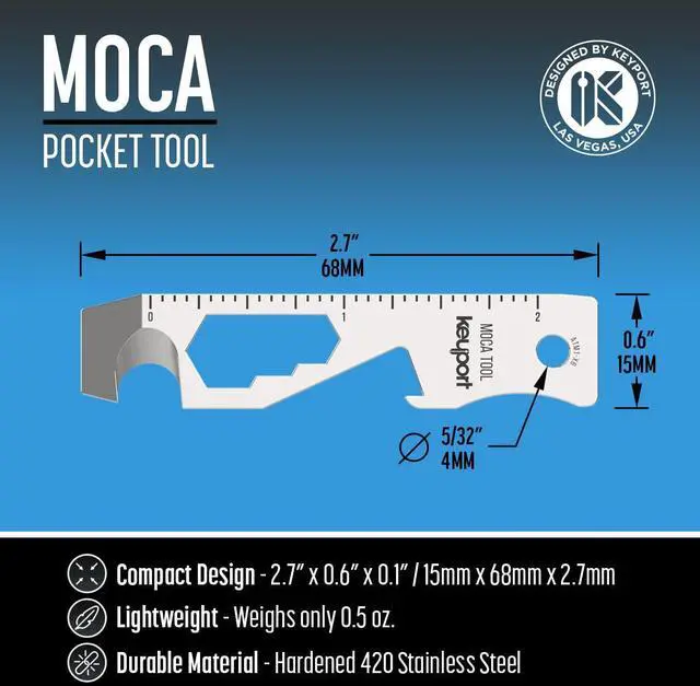 Alt view image 6 of 7 - MOCA 10-in-1 Keychain Multitool (Stainless) | EDC Multi Tool: Pry Bar, Bottle Opener, Screwdriver, Box Opener, Cord Cutter & More | TSA Key Tool | EDC Gear | For Key Organizer & Key Chain
