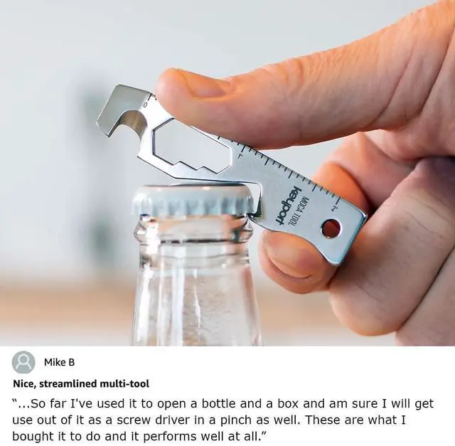 Alt view image 7 of 7 - MOCA 10-in-1 Keychain Multitool (Stainless) | EDC Multi Tool: Pry Bar, Bottle Opener, Screwdriver, Box Opener, Cord Cutter & More | TSA Key Tool | EDC Gear | For Key Organizer & Key Chain