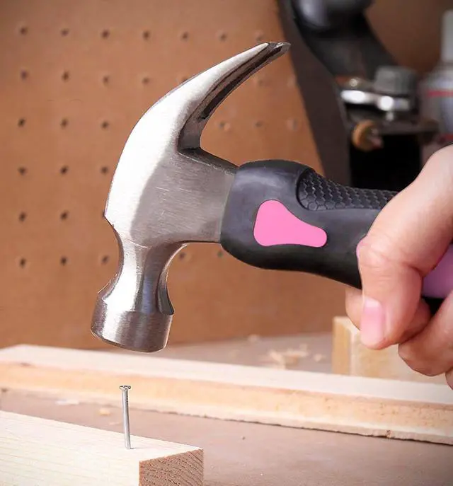 Alt view image 6 of 6 - Tools 4 Piece Stubby Tool Set for Small Hands and Tight Spaces. Convenient, Compact Small Tool Set includes Mini Hammer, Mini Screwdriver Set, Mini Wrench - Pink Ribbon - Pink - DT0240P
