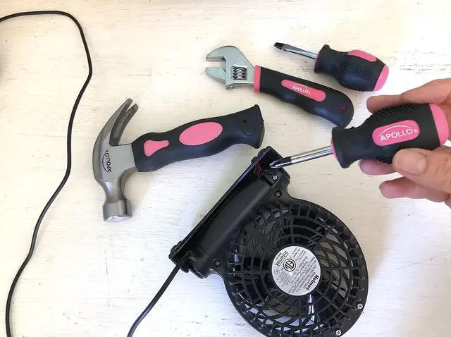 Alt view image 4 of 6 - Tools 4 Piece Stubby Tool Set for Small Hands and Tight Spaces. Convenient, Compact Small Tool Set includes Mini Hammer, Mini Screwdriver Set, Mini Wrench - Pink Ribbon - Pink - DT0240P