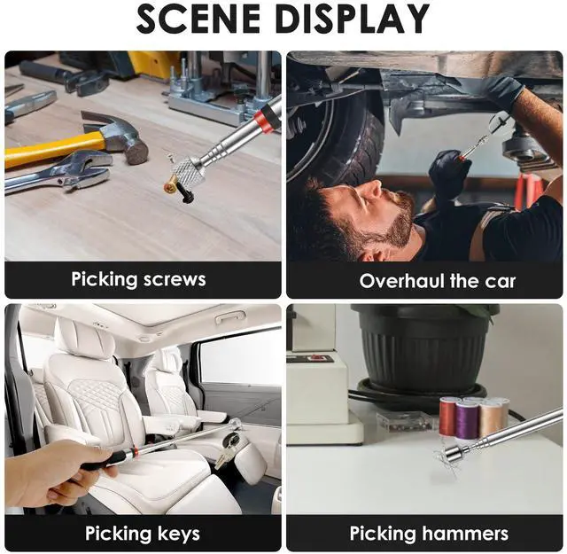 Alt view image 2 of 7 - 4Pcs Telescoping Magnetic Pickup Tool 1.5LB 3LB 10LB 15LB Extendable Magnet Stick Set Grabber Tools Stainless Steel Portable Bolt Screws Reacher Magnetic Nail Picker for Men Husband Birthday Christmas