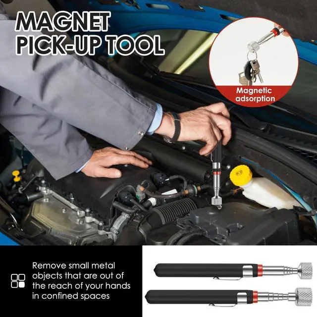 Alt view image 4 of 7 - 4Pcs Telescoping Magnetic Pickup Tool 1.5LB 3LB 10LB 15LB Extendable Magnet Stick Set Grabber Tools Stainless Steel Portable Bolt Screws Reacher Magnetic Nail Picker for Men Husband Birthday Christmas