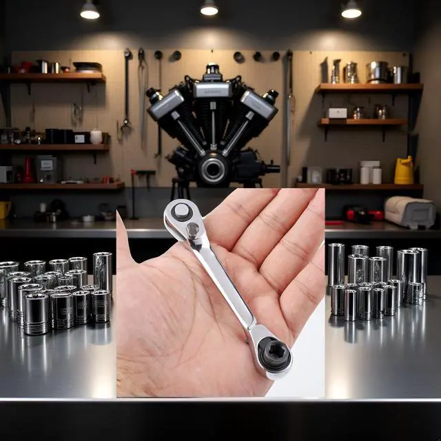 Alt view image 5 of 7 - Silver Ratchet Wrench 1/4 Inch Mini Double Headed 72 Tooth Drive Socket and Screwdriver Bit Ratchet Set Rotator Practical Accessories Tool 5 Degrees Quick Install Release