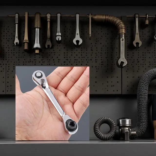 Alt view image 7 of 7 - Silver Ratchet Wrench 1/4 Inch Mini Double Headed 72 Tooth Drive Socket and Screwdriver Bit Ratchet Set Rotator Practical Accessories Tool 5 Degrees Quick Install Release