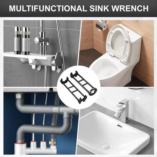 Alt view image 7 of 7 - 2 Pcs Multifunctional Sink Wrench, Universal Faucet Basin Wrench, Plumbing Tool for Tight Spaces in Kitchen & Bathroom