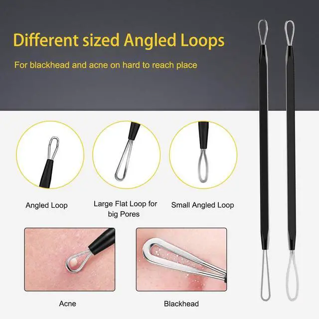 Alt view image 2 of 7 - Pimple Popper Tool Kit - Boxoyx 10 Pcs Blackhead Remover Comedone Extractor Kit with Box for Quick and Easy Removal of Pimples, Blackheads, Zit Removing, Forehead,Facial and Nose (Black)