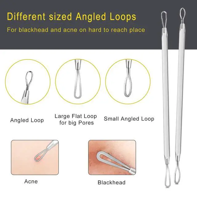 Alt view image 2 of 7 - Pimple Popper Tool Kit - 10 Pcs Blackhead Remover Comedone Extractor Kit with Metal Case for Quick and Easy Removal of Pimples, Blackheads, Zit Removing, Forehead,Facial and Nose(Silver)