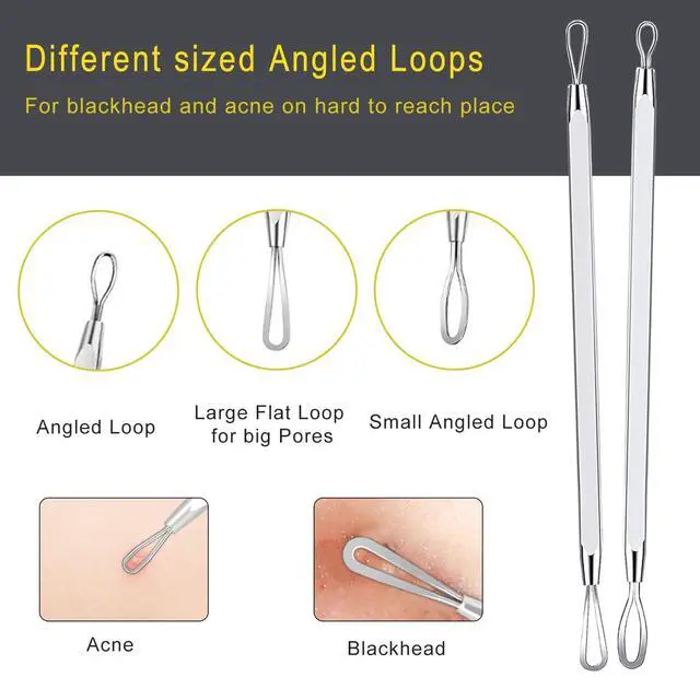 Alt view image 2 of 7 - Pimple Popper Tool Kit - Boxoyx 10 Pcs Blackhead Remover Comedone Extractor Kit with Metal Case for Quick and Easy Removal of Pimples, Blackheads, Zit Removing, Forehead,Facial and Nose(All Silver)