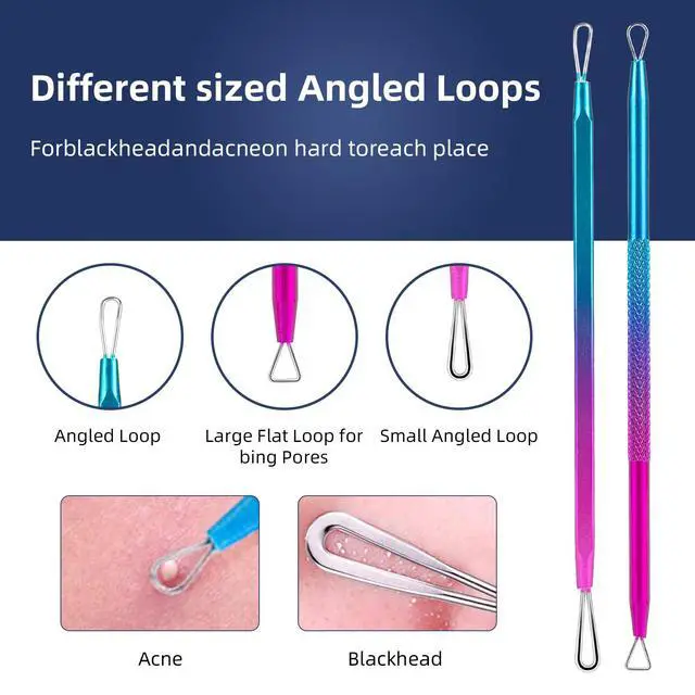 Alt view image 5 of 7 - Pimple Popper Tool Kit - Ybaoo 10 Pcs Blackhead Remover Comedone Extractor Kit with Metal Case for Quick and Easy Removal of Blackheads, Zit Removing, Facial and Nose(Colorful)