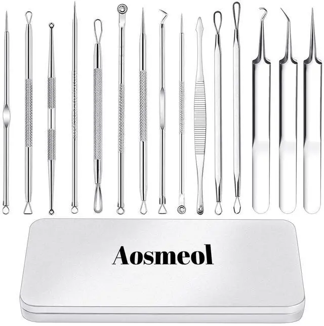 Main image of 15 PCS Pimple Popper Tool Kit,Blackhead Remover Comedone Extractor Tools,Professional Pimple Comedone Extractor,Stainless Steel Skin Blemish Removal Acne Tools for Forehead Nose Face with Metal Case