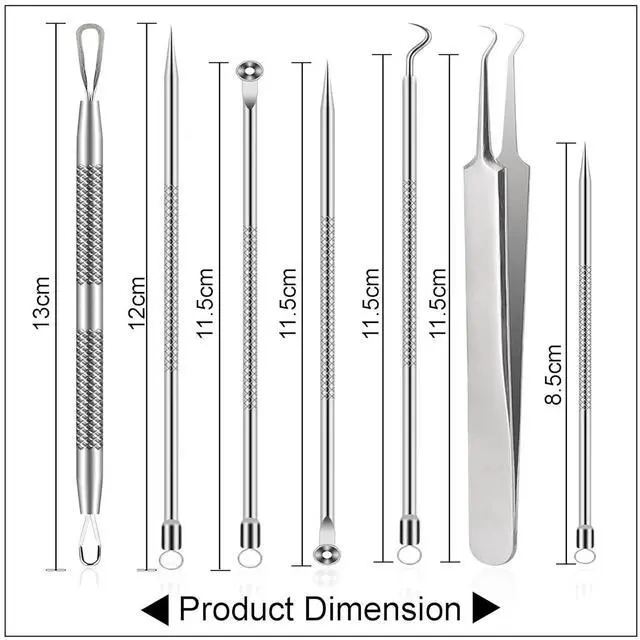 Alt view image 5 of 7 - Blackhead Remover Kit with Stainless Steel Tools, Pimple Extractor, Acne Removal & Facial Cleansing Tools for Men & Women