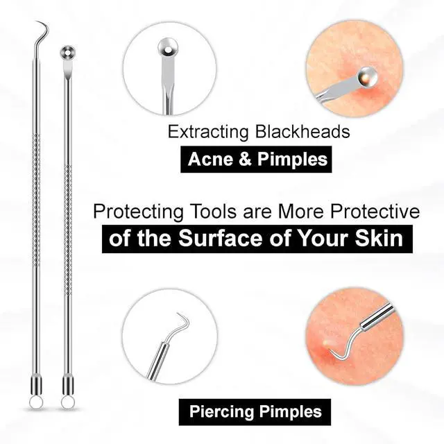 Alt view image 6 of 7 - Blackhead Remover Kit with Stainless Steel Tools, Pimple Extractor, Acne Removal & Facial Cleansing Tools for Men & Women