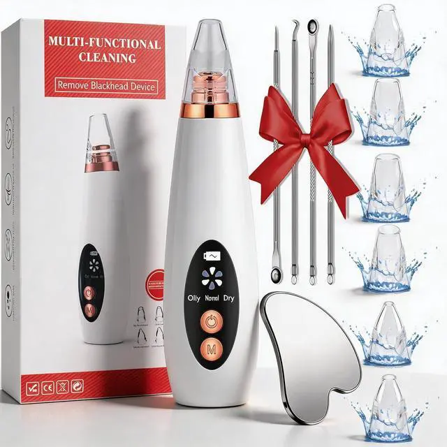 Main image of Blackhead Remover Vacuum, Black Head Remover for Face, Blackhead Extractor with 3 Suction Power, 6 Suction Probes, 4 pcs Pimple Popper Tool Kit, USB Interface Type Pore Vacuum