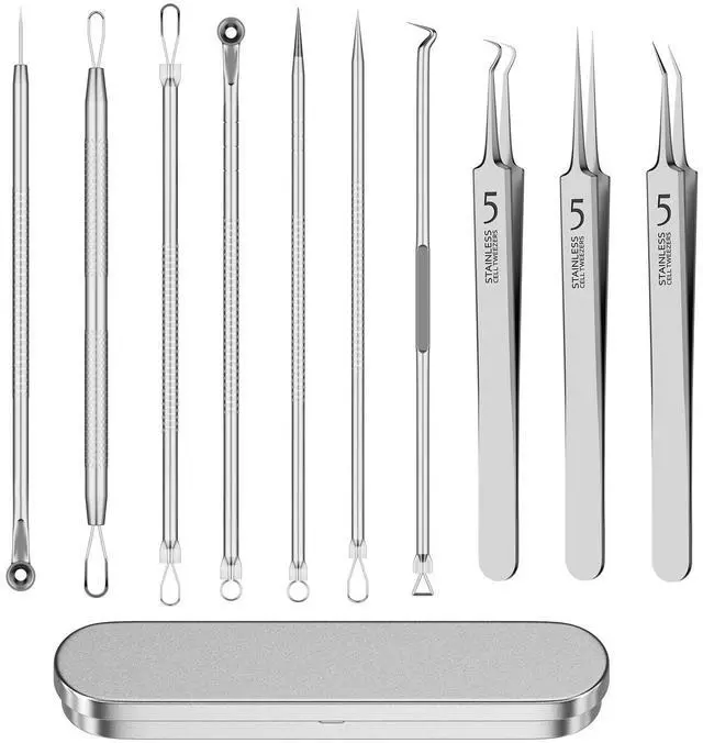 Main image of Blackhead Remover Pimple Popper Tool Kit 10 Pcs Blackhead Remover Tools Kit with Storage Case Pimple Popper Tool kit for Face Nose Deep Cleansing Pimple Extractor for Quick and Easy Removal of Pimples