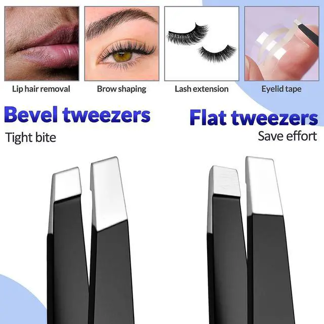 Alt view image 4 of 6 - Pimple Popper Tool Kit 12PCS: 9 × Blackhead Removers, 2 ×Eyebrow Tweezers, 1 × 5X Mirror, Stainless Pimple Extractor, Blackhead, Acne, Blemish, Facial Hair Removal Tools Kit (Black)