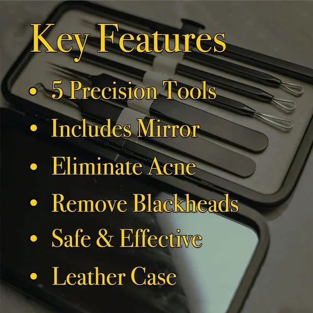 Alt view image 2 of 7 - Acne & Blackhead Remover Skin Care Tool Set for Men & Women - 5 Piece Pimple Popper Kit + Mirror! | Removal of Whiteheads, Zits, Black Heads, Comedone Extractor | As Seen on Shark Tank