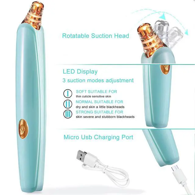 Alt view image 3 of 6 - Blackhead Remover Pore Vacuum Cleaner - Upgraded Facial Pore Cleaner - Electric USB Pore Vacuum with 5 Probes - Upgraded Blackhead Suction Tool - Blackhead Remover Kit
