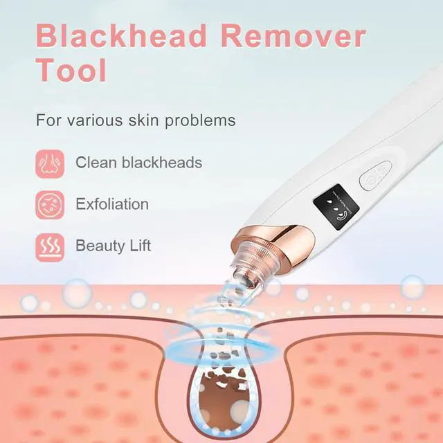 Alt view image 4 of 7 - 2026 Pore Vacuum, Blackhead Remover with 3 Adjustable Suction Levels, USB Rechargeable, 5 Replaceable Heads for Face Deep Cleansing, Includes Blackhead Spatula for Women & Men Blackhead Remover Vacuum