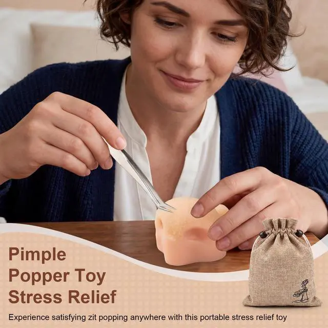 Alt view image 2 of 6 - Pimple Popper Toy Stress Relief Zit Popping Toy Squeeze Nose Blackhead Remover Simulator with Tweezers for Adults only Novelty Fun