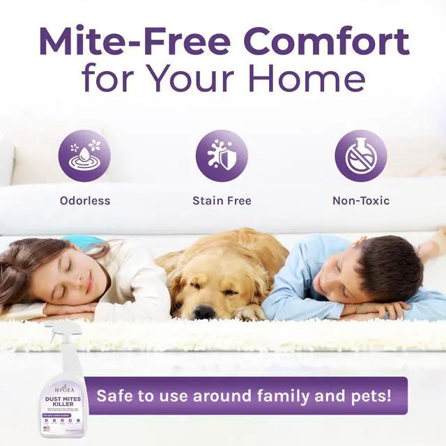 Alt view image 4 of 7 - Dust Mite Killer Spray - Eliminates Dust, Carpet, Rodent, Bird, Mites - Safe for Home, Children, Pets, Bedding & Furniture, 24 oz, Unscented
