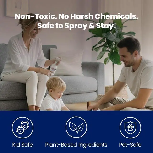 Alt view image 4 of 7 - Dust Mite Killer Spray by Mite-B-Gone 16oz | Naturally Kills Human Mites, Chicken, Bird, Dust, Spider, Rat, Turkey, Carpet Mites | Family & Pet Safe Treatment for Homes, Furniture, Bedding & Farms