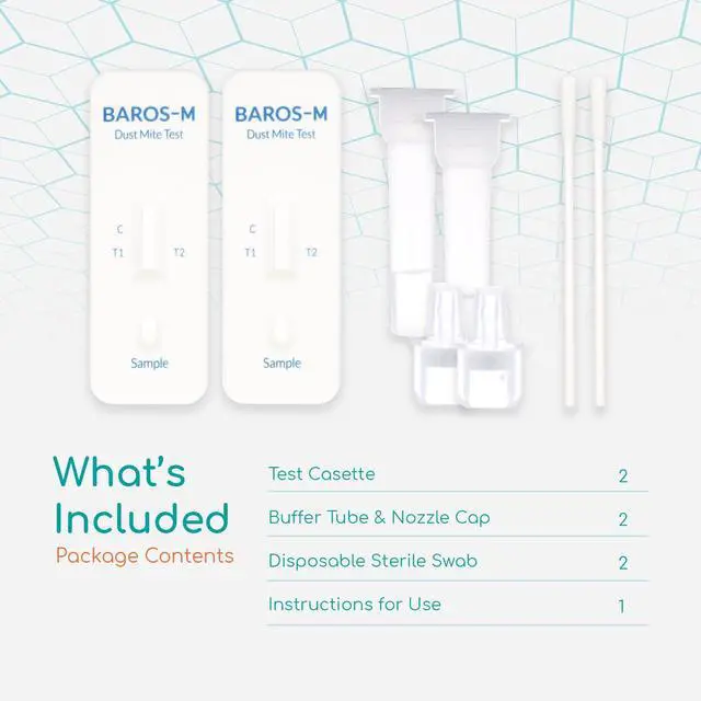 Alt view image 4 of 7 - BAROS-M House Dust Mite Allergen Test Kit - (2 Tests) Results Within 10 Minutes, No Lab Fee Required, Rapid Allergen Monitor for Early Detection.