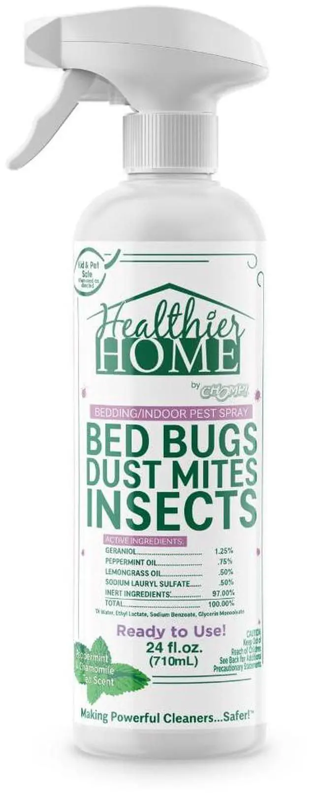 Main image of Insect and Pest Control Spray, 24 Ounces, Indoor and Outdoor Use, Plant-Based Formula Ants, Bed Bugs, Dust Mites Spiders, Made with Peppermint, Lemongrass, Geraniol