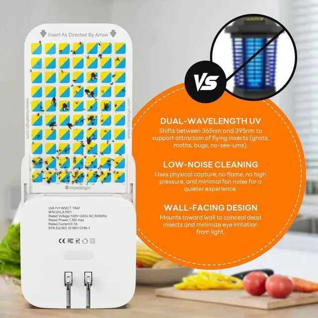 Alt view image 2 of 7 - Fruit Fly Traps for Indoors Gnat Trap for House Indoor-600 Sqft Protection Area UV Fly Insect Trapper for Fruit Flies,Gnat,Mosquito,and Other Flying Insect Plug in Bug Killer White