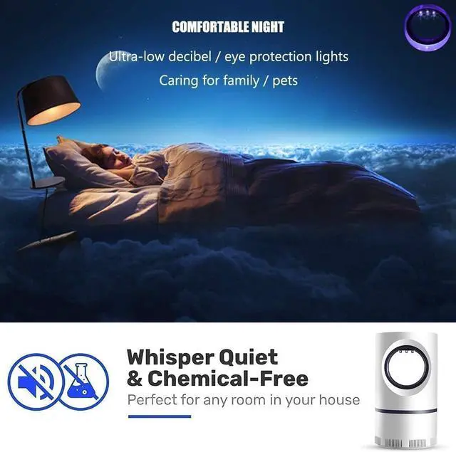 Alt view image 2 of 6 - Bug Zapper Indoor, USB Mosquito Zapper Indoor, UV Light Mosquito Lamp Traps Mosquitoes, Flying, Insects,Msquito Killer for Home, Office, Bedroom, Kitchen