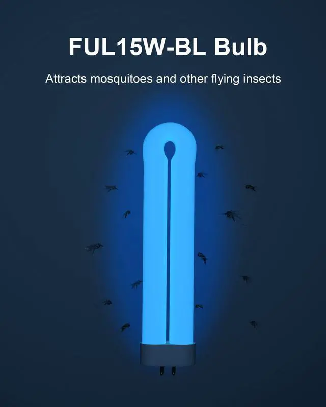 Alt view image 4 of 6 - Bug Zapper Light Bulb Replacement for 15W Bug Zapper with 4-Pin Base, Ful 15W-BL U Shaped Twin Tube Bulb for T6 Insect Attracting Lamp, 2 Pack
