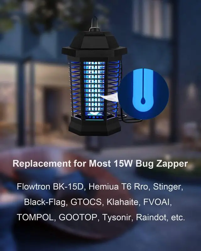 Alt view image 3 of 6 - Bug Zapper Light Bulb Replacement for 15W Bug Zapper with 4-Pin Base, Ful 15W-BL U Shaped Twin Tube Bulb for T6 Insect Attracting Lamp, 2 Pack